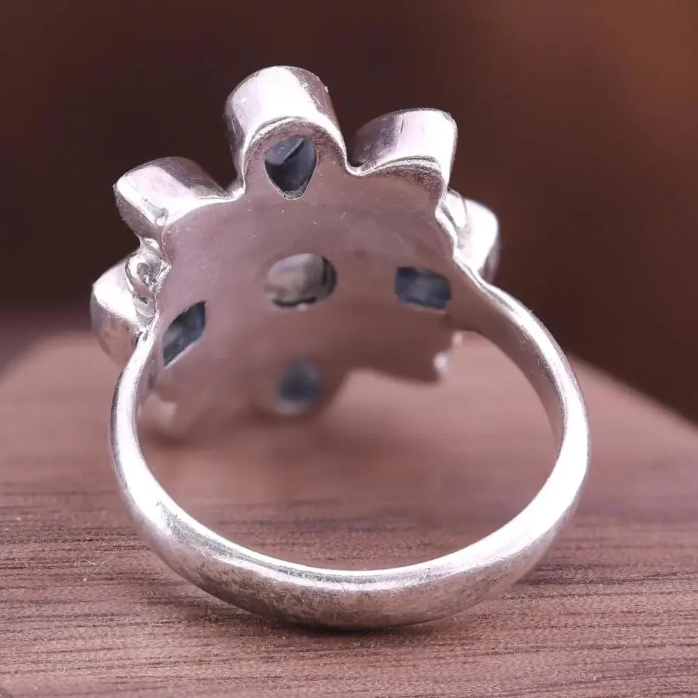 Nicky Butler Sterling Moonstone Blue Topaz Pink Tourmaline Gemstone Ring - Picture 4 of 9